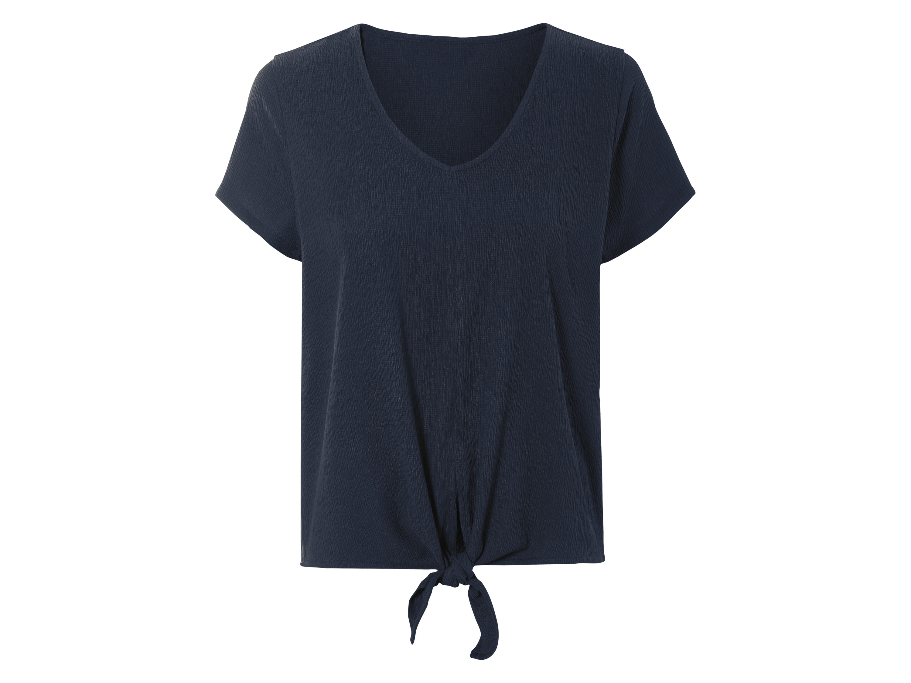 ESMARA® Damen Bluse Struktur mit Knoten (Navy, S (36/38)) - Farbe: blau
