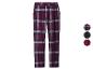 Karierte Pyjamahose in Lila, Blau und Rot.