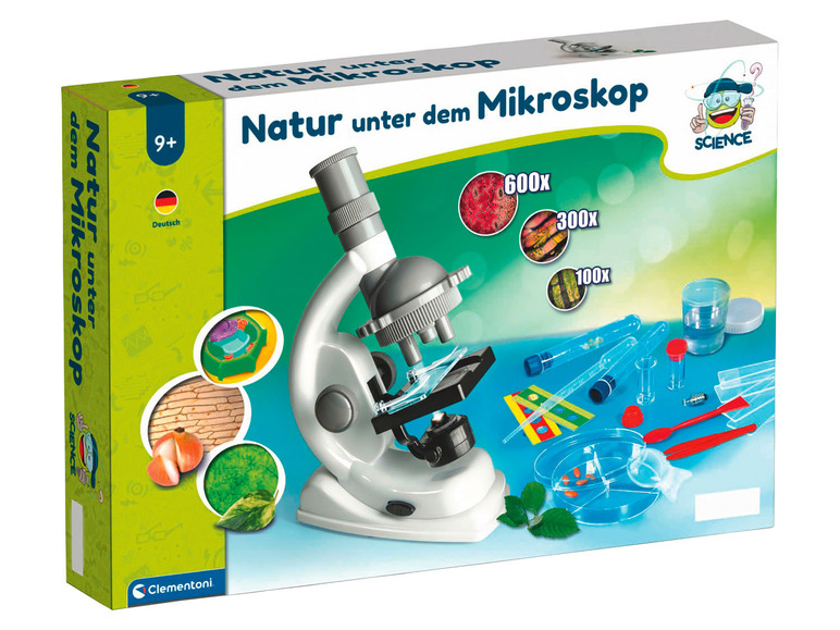 Ein Mikroskop-Set von Clementoni für Kinder ab 9 Jahren, um die Natur zu erforschen.
