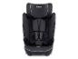 Schwarzer Kindersitz mit grauen Akzenten und Gurtsystem.