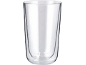Klares doppelwandiges Glas auf schwarzem Hintergrund