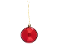 Rote Weihnachtskugel mit goldener Schnur.