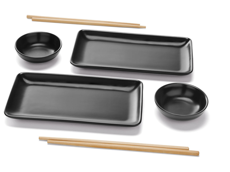 Gehe zu Vollbildansicht: ERNESTO Sushi-Set, Porzellan, mit Bambusstäbchen - Bild 1