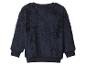 Dunkelblaues Fleece-Sweatshirt mit langen Ärmeln und Rippbündchen.