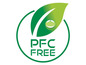 Ein grünes Blattlogo mit dem Text 'PFC FREE'.