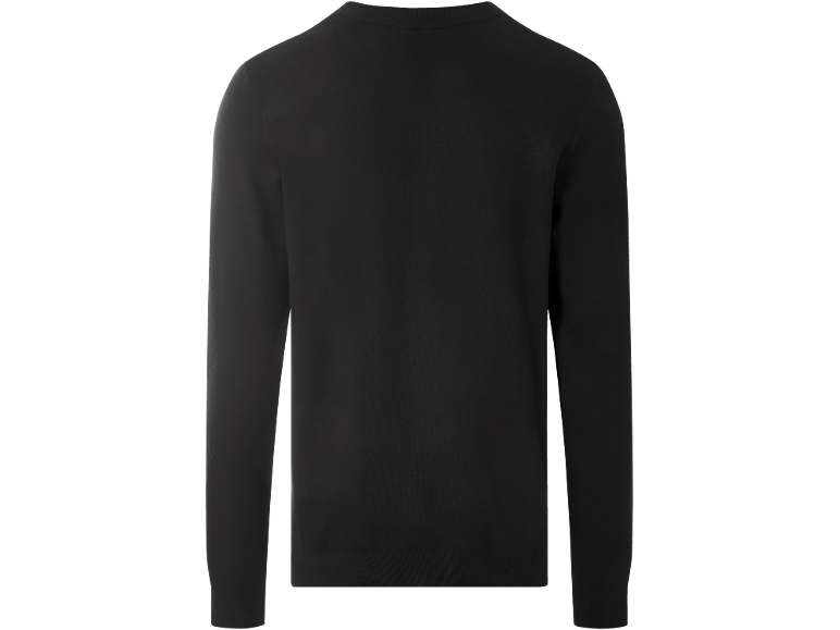 Schwarzer Herren-Langarmpullover, Rückansicht.
