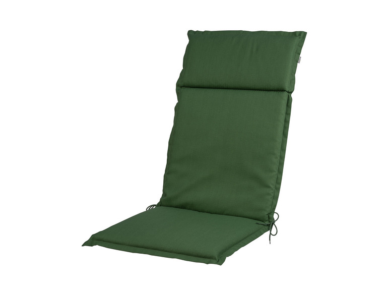 Ein grüner Stuhl mit hoher Rückenlehne und einem abnehmbaren Sitz.