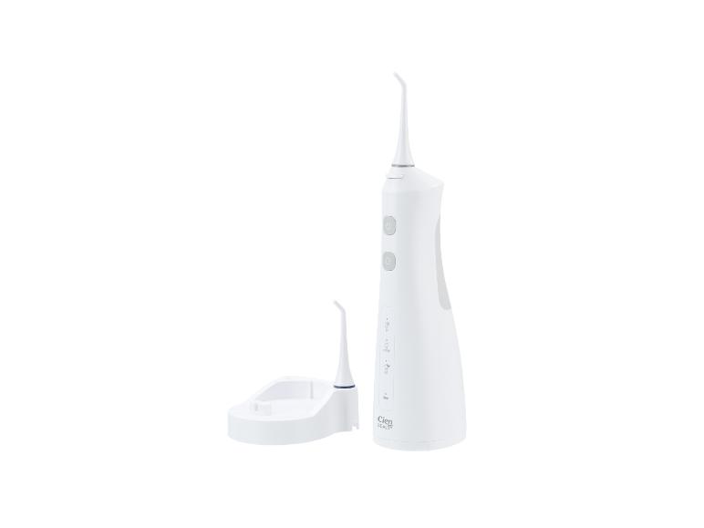 Cien Beauty weißer kabelloser Munddusche mit Ladestation.