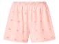 Rosa Damenshorts mit Blumenstickerei und elastischem Bund.