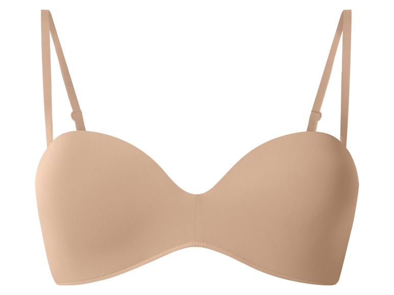 Nudefarbener trägerloser BH mit geformten Cups