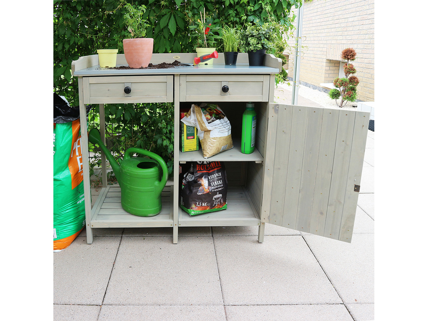 HABAU Pflanztisch Unterschrank, 98 x 48 x 95 cm, grau – Bild 2 von 4
