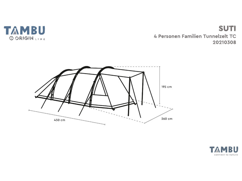 Gehe zu Vollbildansicht: TAMBU SUTI, 4 Personen Familien Tunnelzelt TC, blau - Bild 12