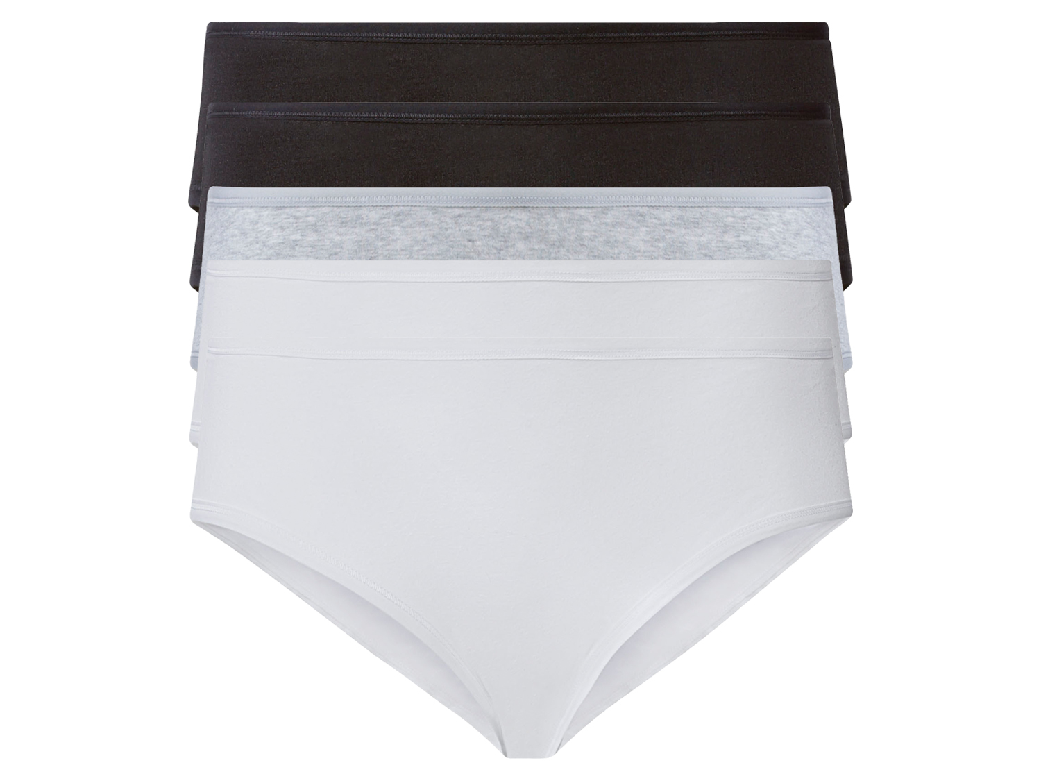 esmara® Damen Hipster 5er (XL(48/50), schwarz/grau/weiß) | 04055333069848