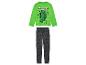 Minecraft Kinderpyjama: grünes Shirt und graue Hose mit Creeper-Motiv.