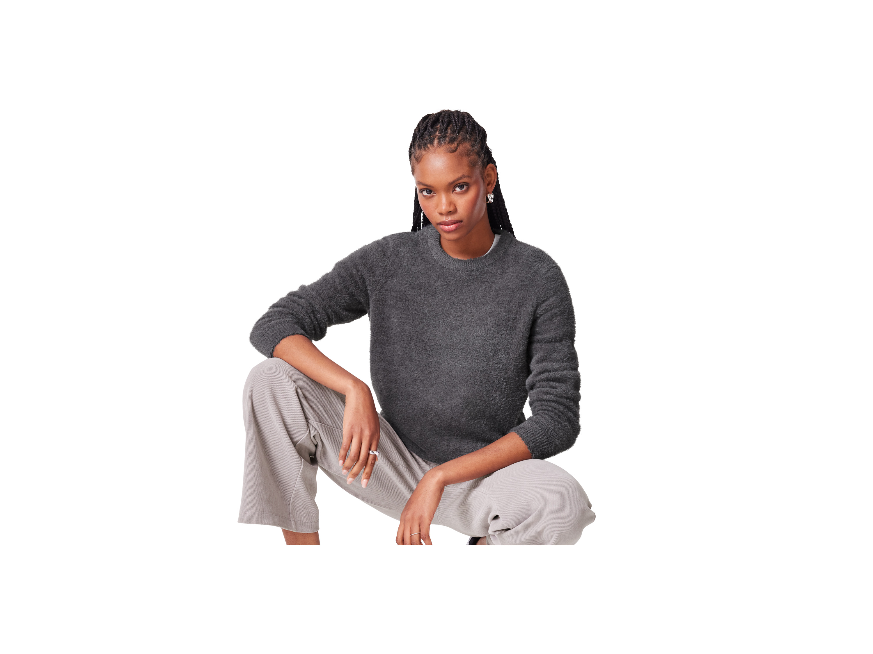 Thumbnail - esmara® Damen Pullover Feather yarn (Anthrazit, XS(32/34))