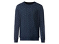 Ein dunkelblauer Langarmshirt mit einem kleinen, weißen und blauen Muster.