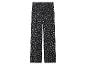 Schwarze Hose mit beigem Blumenmuster, elastischem Bund und weitem Bein.