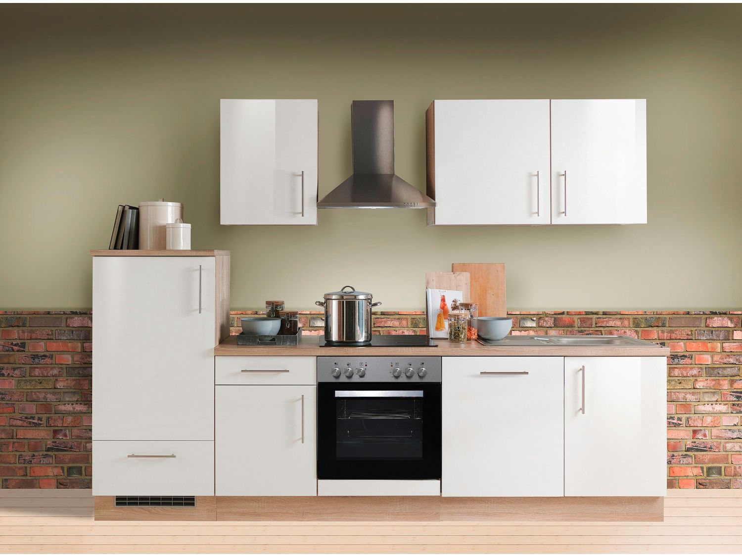 Menke Küchenblock Premium 270/280/300/310cm (mit Geschirrspüler, 280 cm / Weiss glanz, Frei Bordsteinkante) | 04039354093303