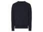 Dunkelblauer Rundhals-Pullover.