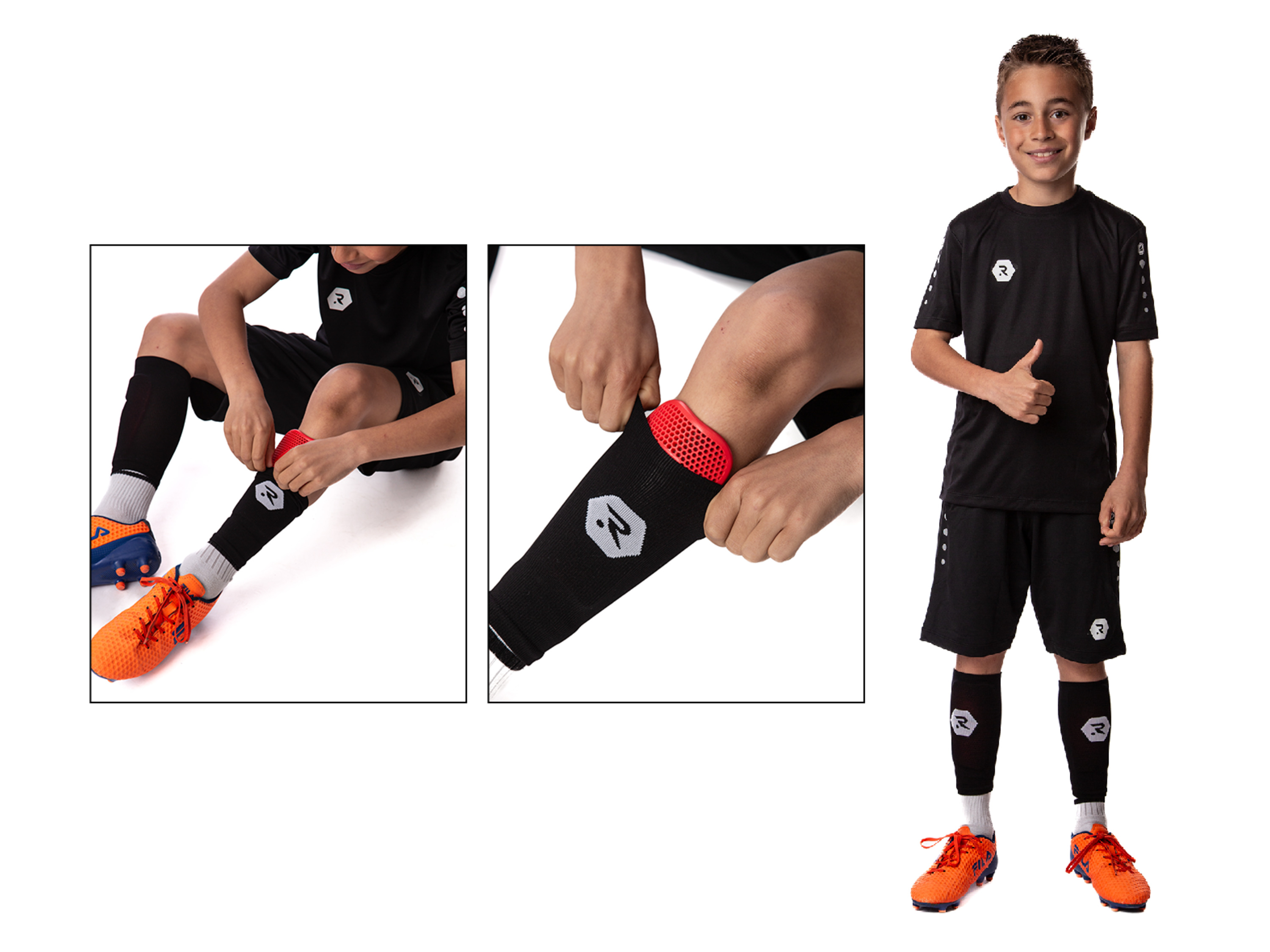 Thumbnail - ROCZ Kinder-Fußball-Schienbeinschoner (Schwarz, M)