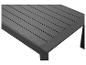 Nahaufnahme eines dunkelgrauen Tisches mit Lattenrostplatte