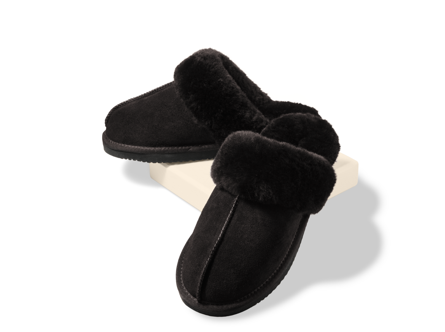 ESMARA MEN Herren Premium-Lammfellhausschuhe (Schwarz, 41) – Bild 3 von 4