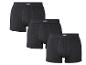 Drei schwarze Herren-Boxershorts mit sichtbarem Bund.
