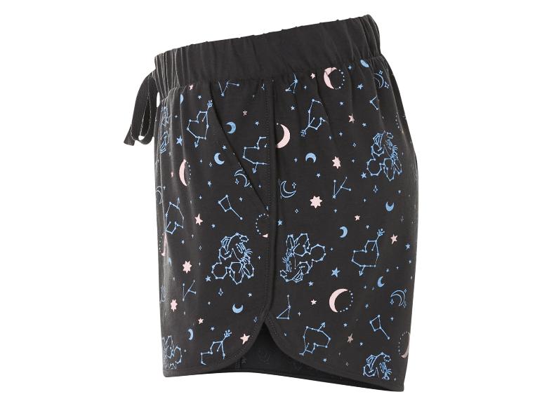 Schwarze Sportshorts mit Sternbild- und Mondmuster.
