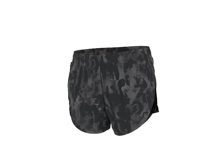 Schwarze und graue Sportshorts mit abstraktem Muster.