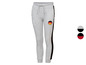 Graue Jogginghose mit schwarzem Streifen und deutscher Flagge.