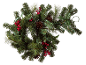 Dekorativer Weihnachtskranz mit Kiefernzweigen, Tannenzapfen und roten Beeren.