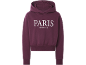 Bordeauxfarbener Hoodie mit weißem Schriftzug „PARIS AMOUR CLUB“.