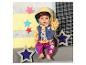 BABY born Puppe in gelber Jacke, blauer Weste und lila Hose mit Tiermotiven.