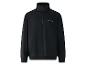 Schwarzes Half-Zip-Sweatshirt mit Stehkragen und gesticktem Logo auf der Brust.