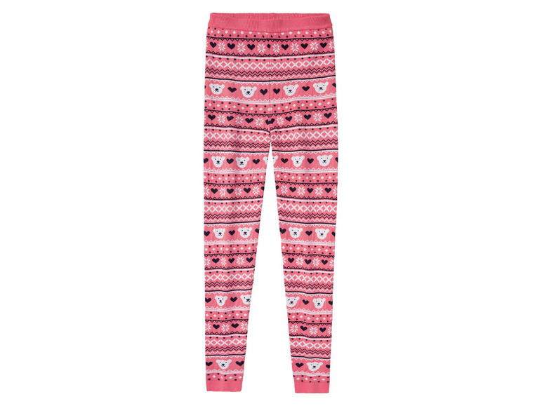 Rosa Leggings mit skandinavischem Muster und weißen Bären.