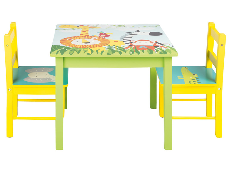 Gehe zu Vollbildansicht: LIVARNO home Kindertisch mit 2 Stühlen, mit Safari-Motiven - Bild 1