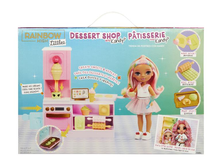 Rainbow High Littles Dessert Shop mit Kandy, ein Spielzeug zum Kreieren von Süßigkeiten.
