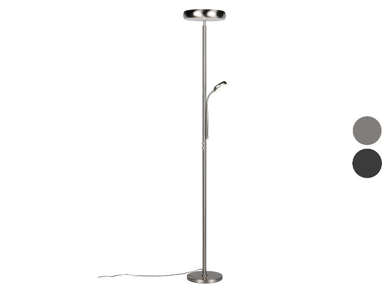Stehlampe mit LED-Leselicht in Silberfarbe