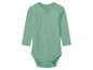 Ein mintgrüner Baby-Body mit langen Ärmeln.
