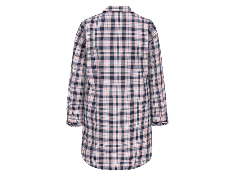 Ein rosafarbenes und blaues kariertes Nachthemd für Damen.