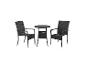 Garten-Bistro-Set mit zwei schwarzen Korbstühlen und einem runden Tisch
