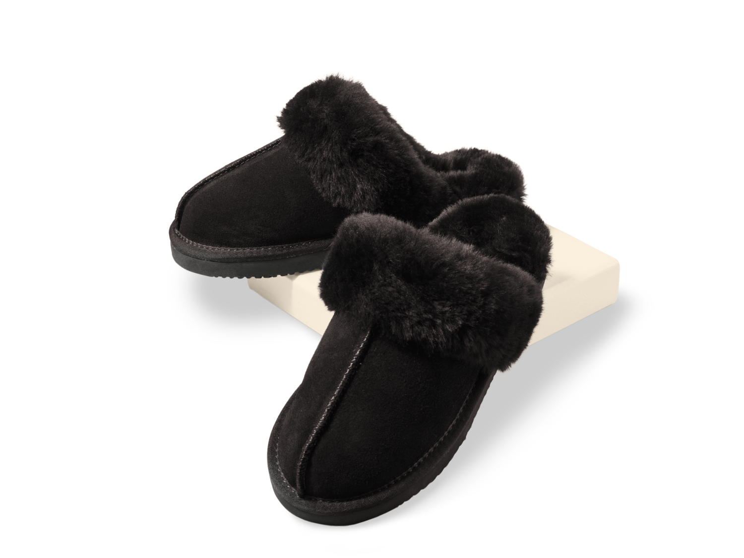 ESMARA® Damen Premium Lammfellhausschuhe (Schwarz, 38) – Bild 2 von 4