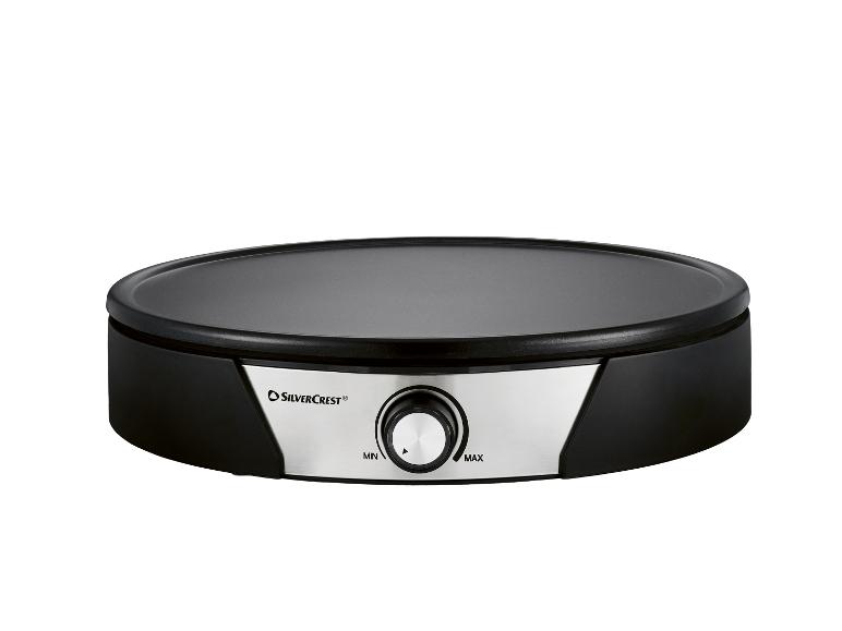 SilverCrest Elektro-Crêpes-Maker mit schwarzer Antihaftbeschichtung und silbernem Drehregler