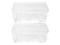 Zwei transparente Kunststoff-Aufbewahrungsboxen mit Deckeln