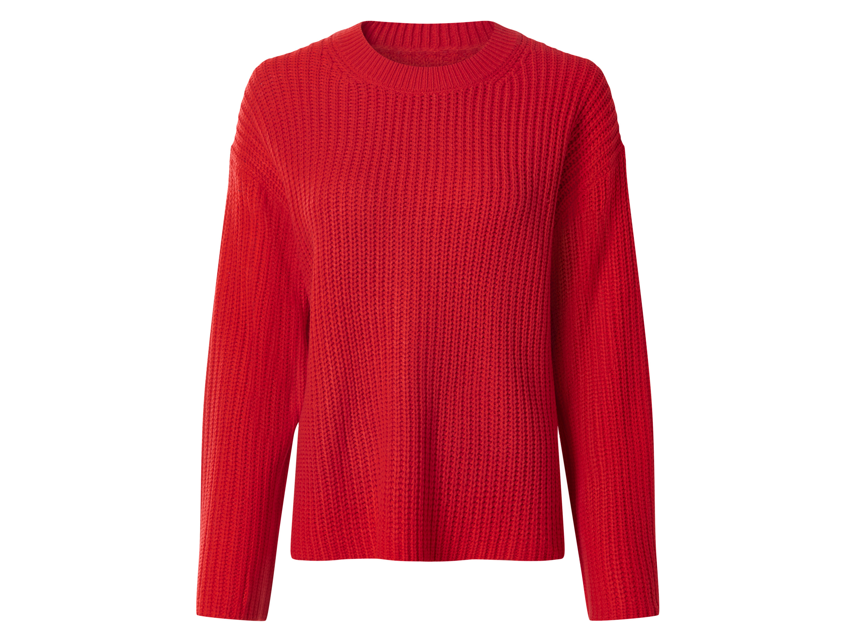 ESMARA® Damen Pullover Strukturstrick (Rot, L(44/46))