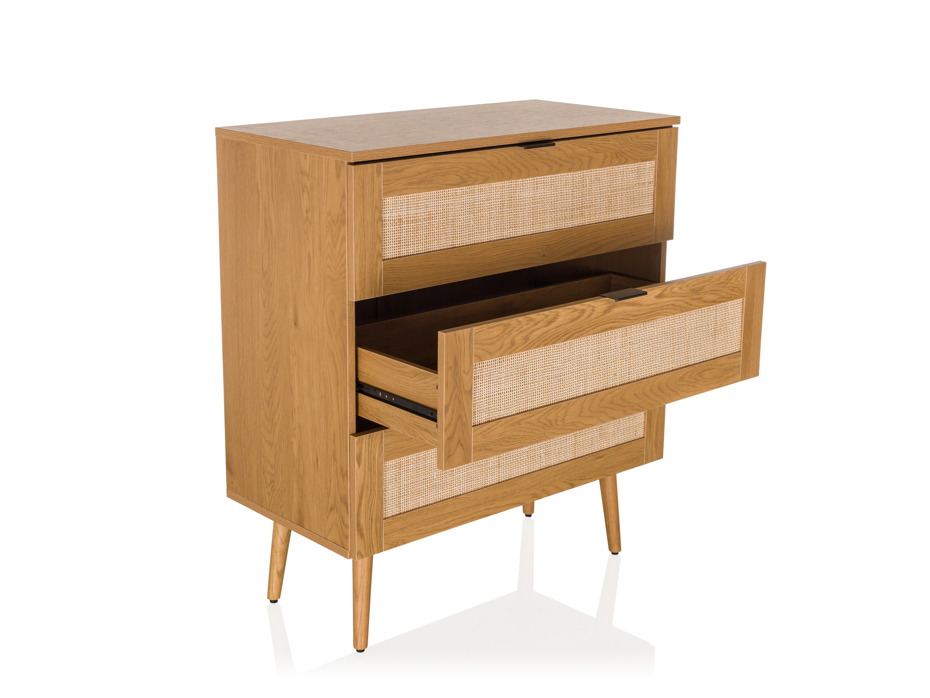 Thumbnail - hjh LIVING Kommode BOHEO Rattangeflecht Eiche