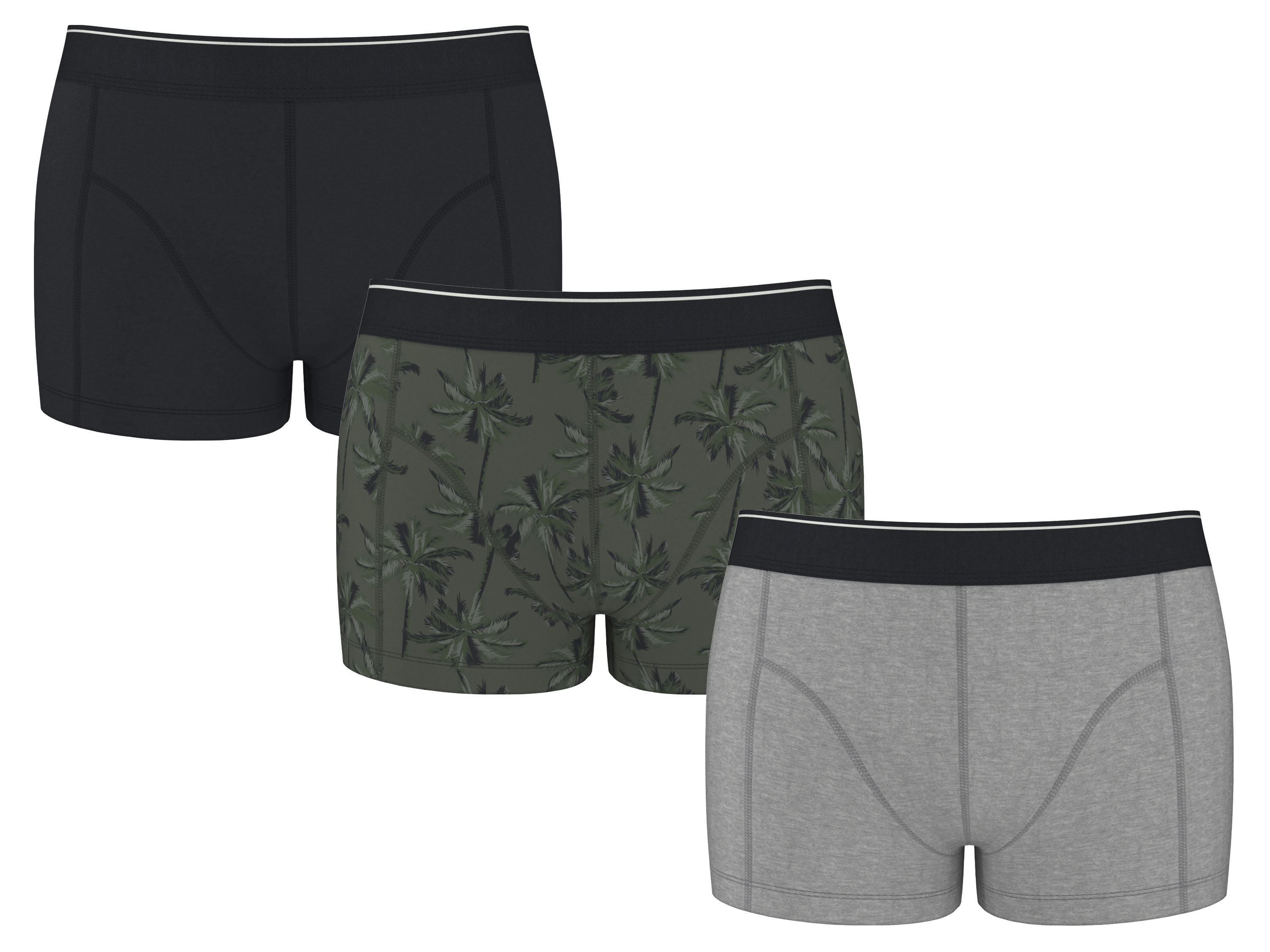 ESMARA MEN Herren Boxer, 3 Stück (schwarz/grün/grau, 4/S)
