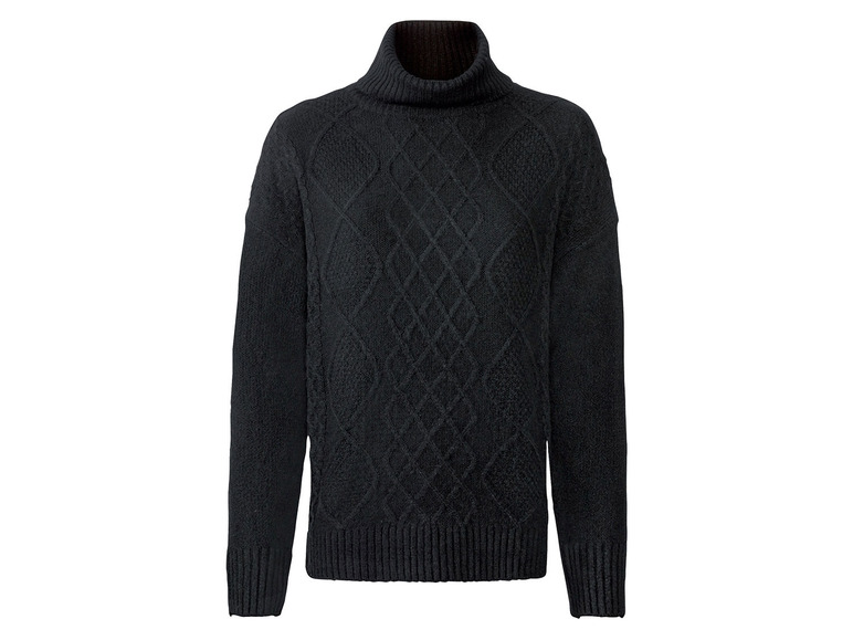 Schwarzer Pullover mit Zopfmuster