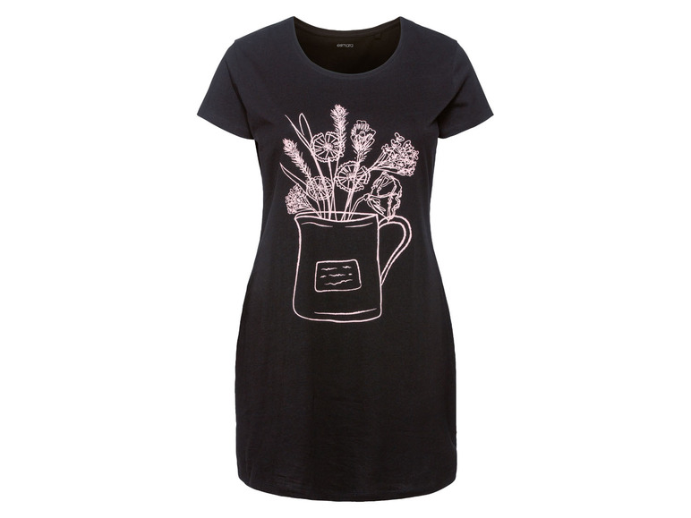 Schwarzes T-Shirt mit Blumenmuster in einer Kanne.