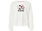 Weißes Langarm-Sweatshirt mit Hello Kitty und My Melody Aufdruck und „BESTIE SQUAD“ Text.